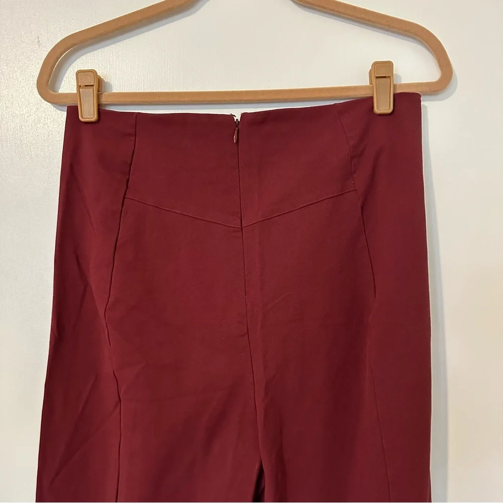 Free People Real Deal Slit Flare Stretch Pants Maroon Womens Large Boho - Picture 6 of 12